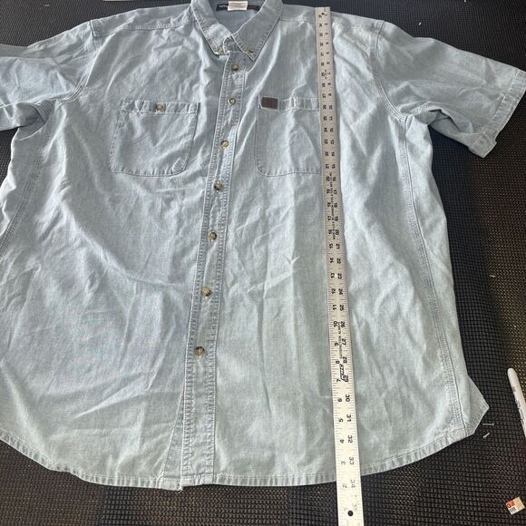 Wrangler Riggs Workwear Button Down Shirt Short Sleeve‎ Blue Size 3XT Denim - Picture 4 of 6